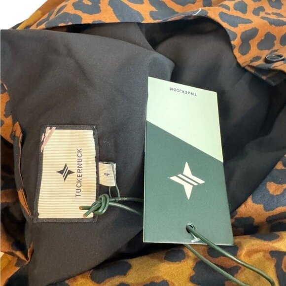 Tuckernuck NEW Leopard Graciela Puff Sleeve Square Neck Midi Dress Size 4 - Picture 10 of 10